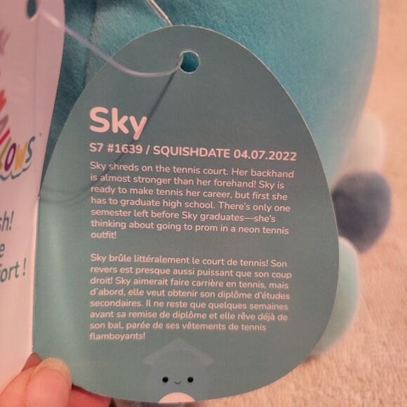 Squishmallows Sealife Blue Sky The Squid 7.5” Stuffed Plush NWT 2023 - Picture 3 of 7